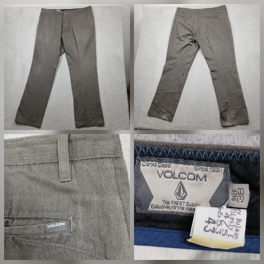 Volcom Chino Pants Men 38 Gray‎ Casual Skate Stretch Workwear